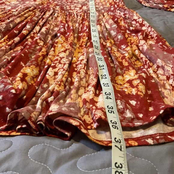 Free People Heartbeats Long Sleeve Rust Floral Mini Dress Size Large - Picture 14 of 16